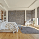 Hunter Douglas Woven Textures Roman Shades with PowerView, Bedroom